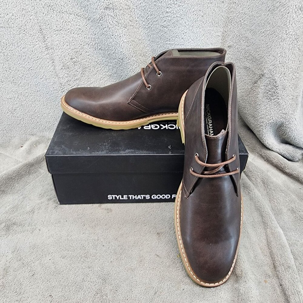 Nick Graham Shoes Mens Size 12 Charles Brown Faux Leather Chukka Boots *NWT*